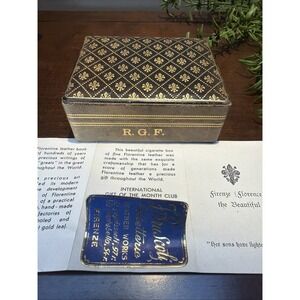 VTG LEATHER & Gold Jewelry Cigarette TRINKET Box FLORENCE Italy Firenze Gold Lea